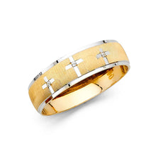 Load image into Gallery viewer, 14k Two Tone Gold 6mm Men&#39;s CZ Wedding Band