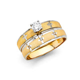 14k Two Tone Gold 4mm Ladies CZ Wedding Ring--Wedding Band and Engagement Rings are sold Separately