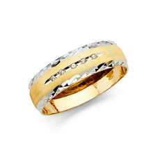 Load image into Gallery viewer, 14k Two Tone Gold 6mm Men&#39;s CZ Wedding Band