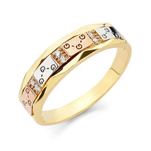 Load image into Gallery viewer, 14K Tri Color Gold 5mm CZ Men&#39;s Wedding Band