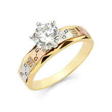 Load image into Gallery viewer, 14K Tri Color Gold 4mm CZ Engagement Ring