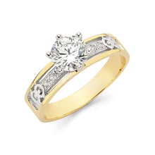 Load image into Gallery viewer, 14K Two Tone Gold 4mm CZ Engagement Ring