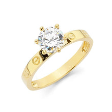 Load image into Gallery viewer, 14K Two Tone Gold 3mm CZ Engagement Ring
