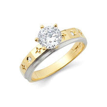 Load image into Gallery viewer, 14K Two Tone Gold 4mm CZ Engagement Ring