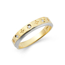 Load image into Gallery viewer, 14K Two Tone Gold 4mm CZ Ladies Wedding Band