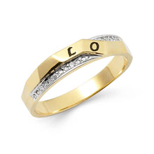 Load image into Gallery viewer, 14K Two Tone Gold 4mm CZ Men&#39;s Wedding Band