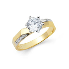 Load image into Gallery viewer, 14K Two Tone Gold 3mm CZ Engagement Ring