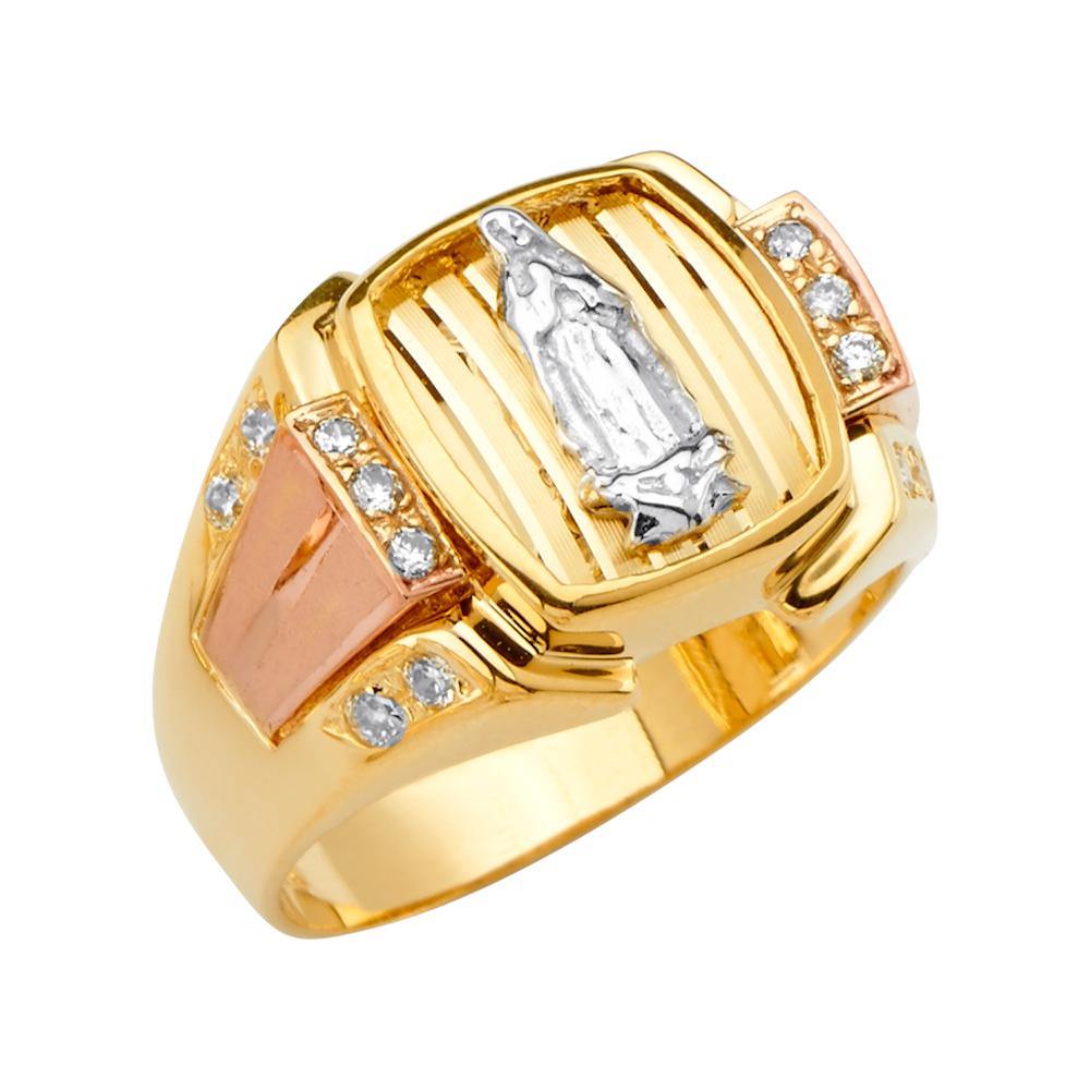 14K Tri Color CZ Men's Rings - silverdepot