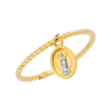 Load image into Gallery viewer, 14K Twotone With Hanging Guadalupe Ring 1.1grams