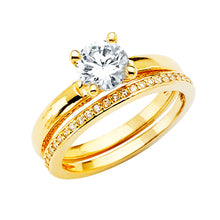 Load image into Gallery viewer, 14K Yellow Gold Round CZ Ladies Wedding Ring--Wedding Band And Engagement Ring are sold Separately