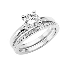 Load image into Gallery viewer, 14K White Gold Round CZ Ladies Wedding Ring--Wedding Band And Engagement Ring are sold Separately