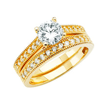 Load image into Gallery viewer, 14K Yellow Gold Round CZ Ladies Wedding Ring--Wedding Band And Engagement Ring are sold Separately