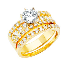 Load image into Gallery viewer, 14K Yellow Gold Round CZ Ladies Wedding Ring--Wedding Band And Engagement Ring are sold Separately