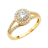 14K Yellow Gold CZ Round Engagement Ring
