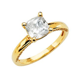 14K Yellow Gold CZ Round Engagement Ring