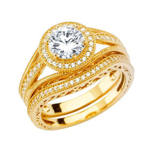 Load image into Gallery viewer, 14K Yellow Gold Polished Clear CZ Engagement Ring - silverdepot
