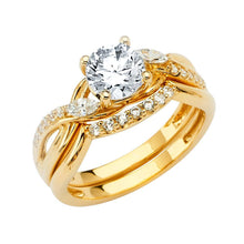 Load image into Gallery viewer, 14K Yellow Gold Polished Clear CZ Engagement Ring - silverdepot