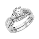 14K White Gold Polished Clear CZ Engagement Ring--Wedding Band and Engagement Ring are sold Separately