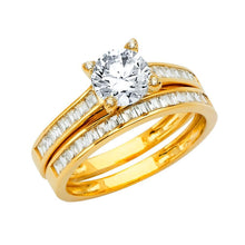 Load image into Gallery viewer, 14K Yellow Gold Polished Clear CZ Wedding Band Only - silverdepot