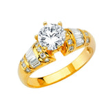 14K Yellow Gold Polished Clear CZ Engagement Ring