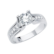 Load image into Gallery viewer, 14K White Gold Polished Clear CZ Engagement Ring - silverdepot