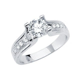 14K White Gold Polished Clear CZ Engagement Ring