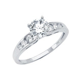 14K White Gold Polished Clear CZ Engagement Ring