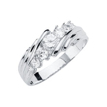 Load image into Gallery viewer, 14K White Gold CZ Wedding Trio Mens Band Sets
