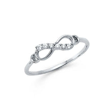 Load image into Gallery viewer, 14K White Gold 4mm Clear CZ Fancy Ring - silverdepot