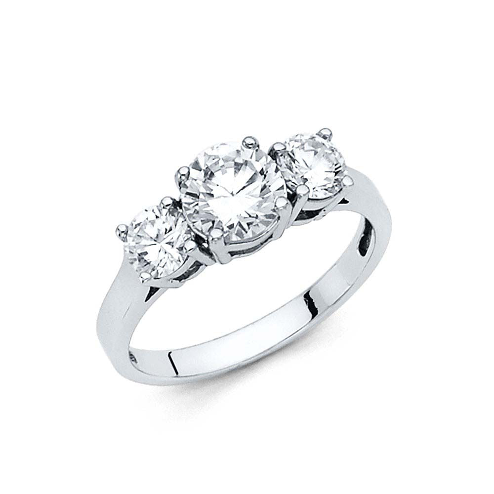 14K White Gold Polished Clear CZ Engagement Ring