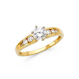 14K Yellow Gold Polished Clear CZ Engagement Ring