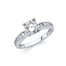Load image into Gallery viewer, 14K White Gold Polished Clear CZ Engagement Ring - silverdepot