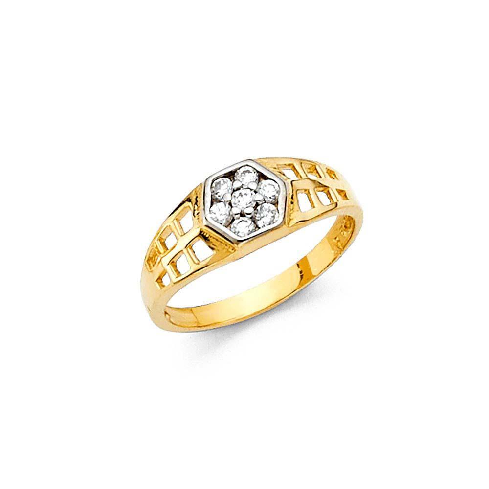 14K Yellow Gold 6mm CZ Babies Ring - silverdepot