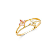 Load image into Gallery viewer, 14K Yellow Gold 6mm CZ Pink and White Babies Ring - silverdepot
