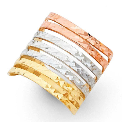 14K Tri Color 20mm Semanario Ring - silverdepot