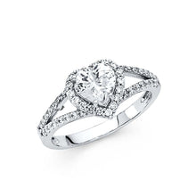 Load image into Gallery viewer, 14K White Gold Polished Clear CZ Engagement Ring