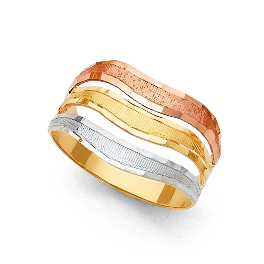 14K Tri Color 11mm Semanario Ring - silverdepot