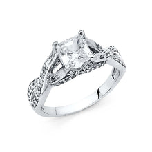 Load image into Gallery viewer, 14K White Gold Polished Clear CZ Engagement Ring