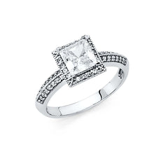 Load image into Gallery viewer, 14K White Gold Polished Clear CZ Engagement Ring