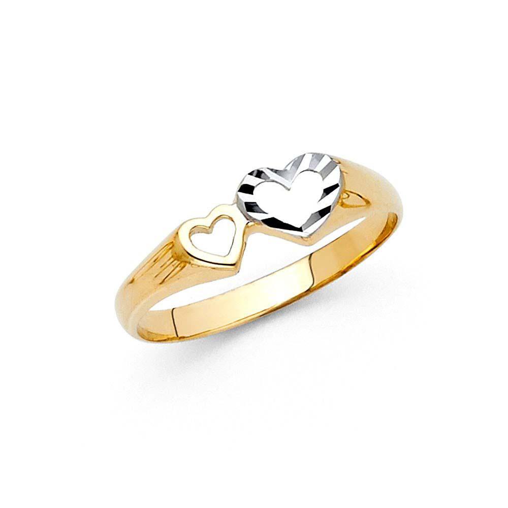 14K Two Tone 6mm Assorted Fancy Heart Ring - silverdepot