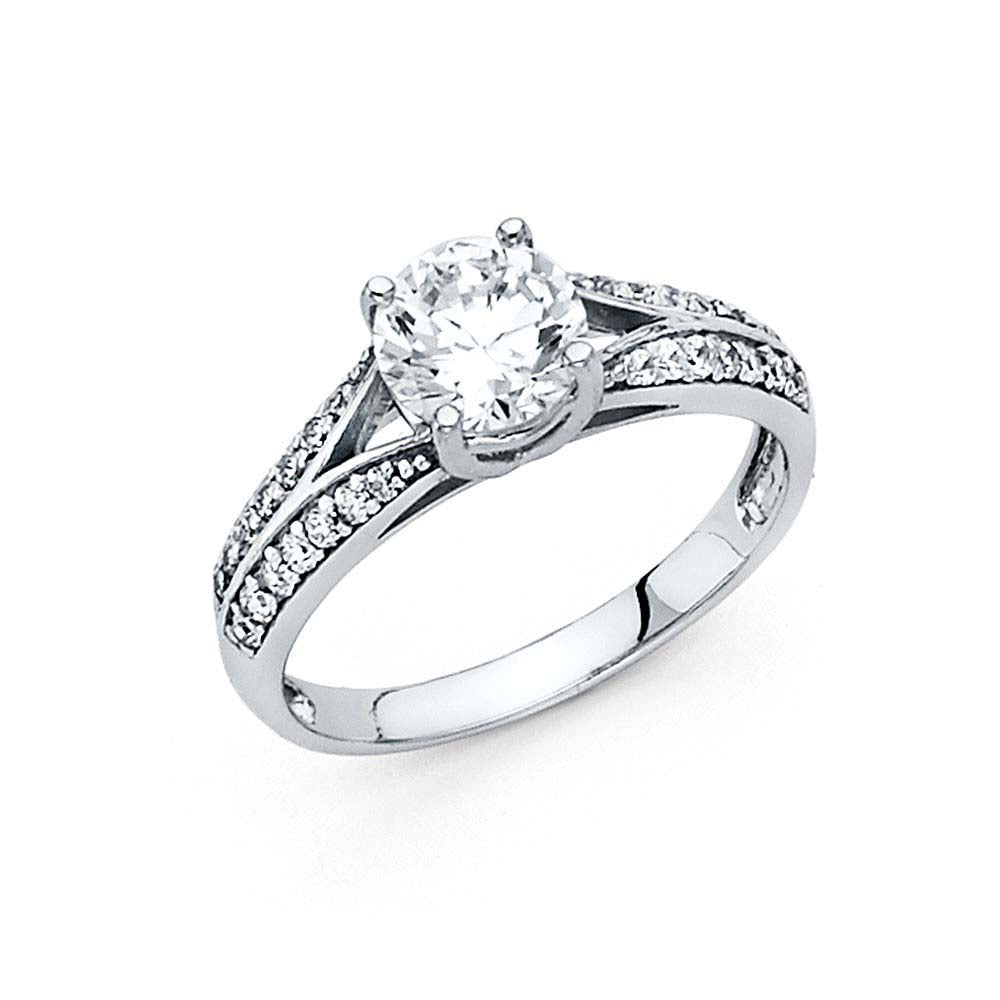 14K White Gold 5mm Round CZ Engagement Ring