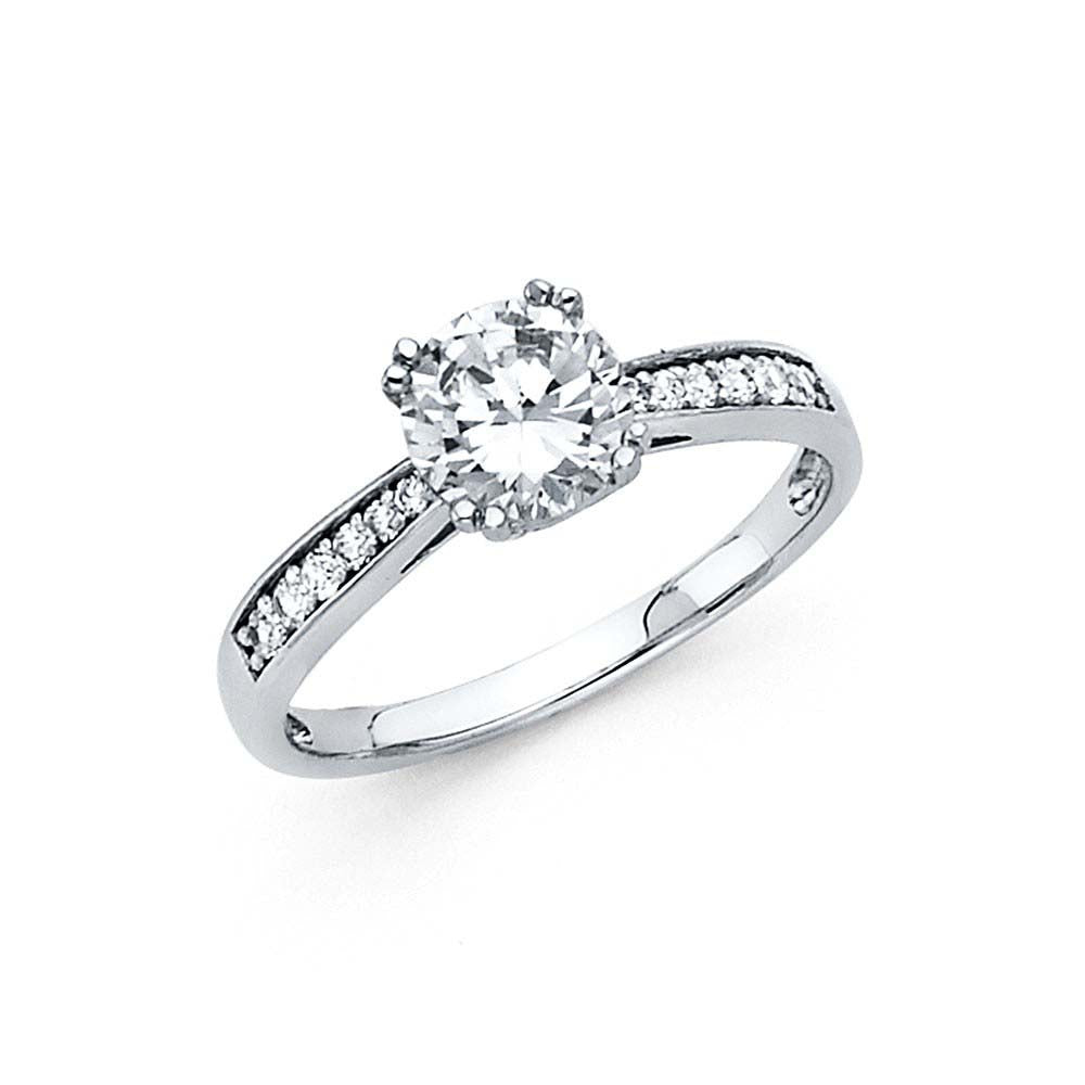 14K White Gold 2.5mm Round CZ Engagement Ring