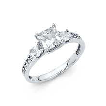 Load image into Gallery viewer, 14K White Gold Polished Clear CZ Engagement Ring
