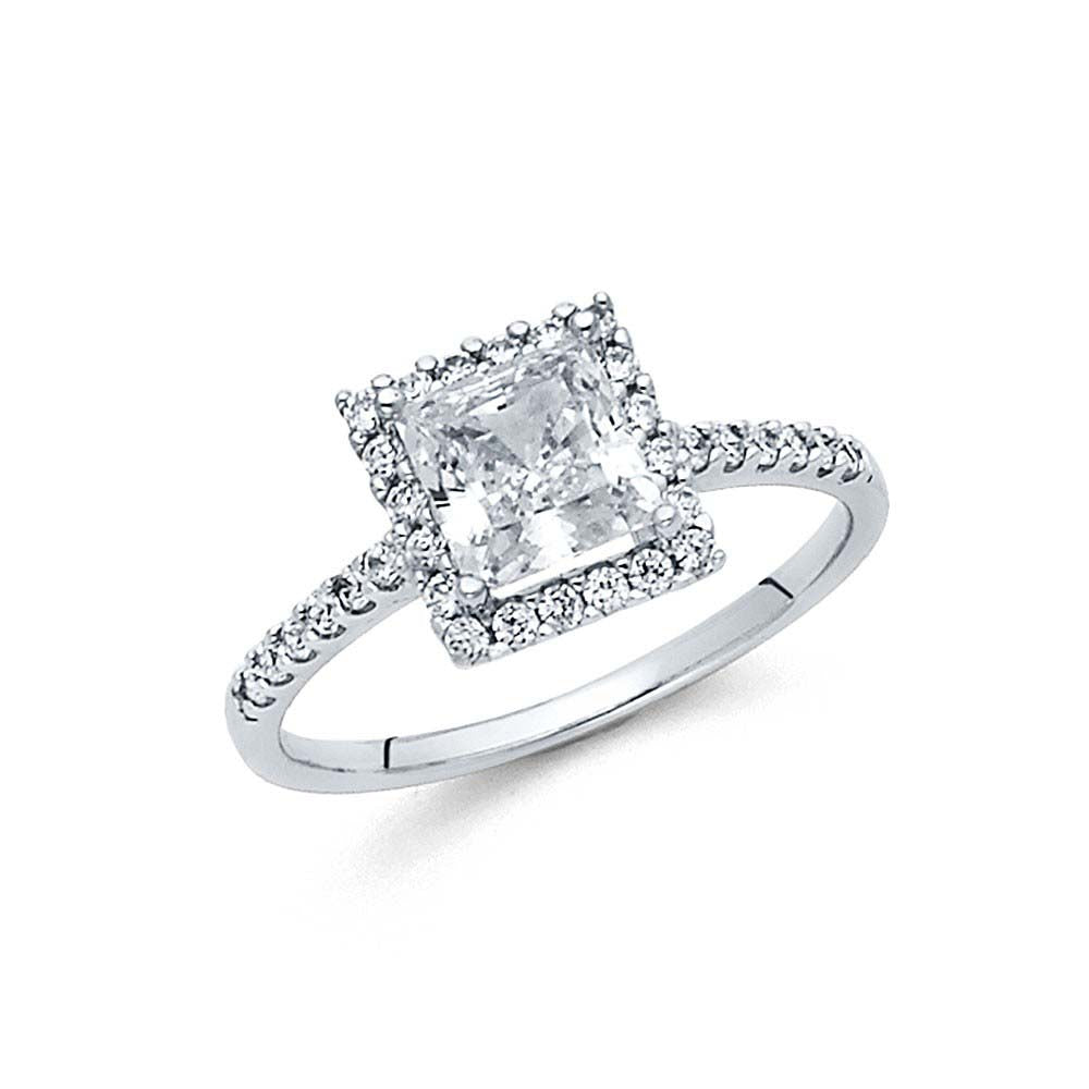 14K White Gold 2.5mm Round CZ Engagement Ring