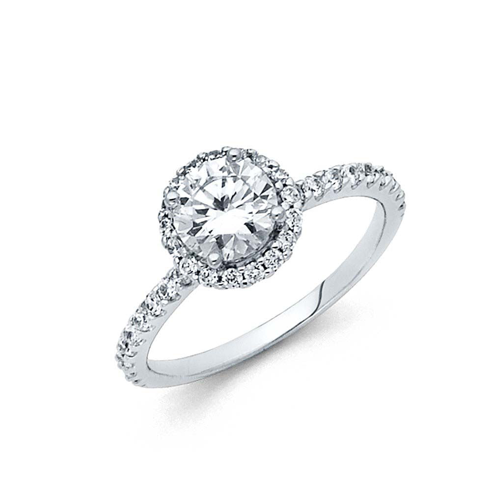 14K White Gold 1.5mm Round CZ Engagement Ring