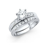 14K White Gold Round 3mm CZ Ladies Wedding Ring--Wedding Band and Engagement Ring are sold separately