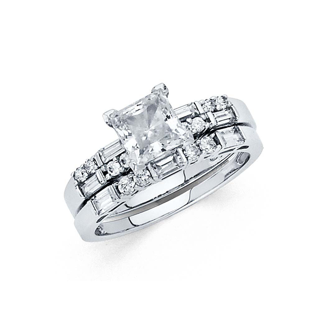 14K White Gold Round 3mm CZ Engagement Ring Only--Wedding band in not included