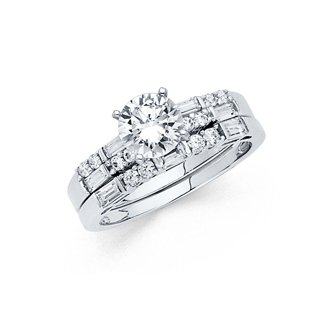14K White Gold Round 3mm CZ Ladies Wedding Ring---Wedding Band and Engagement Ring are sold separately