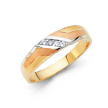 Load image into Gallery viewer, 14K Tri Color 5mm CZ Wedding Trio Mens Band Sets