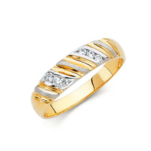 Load image into Gallery viewer, 14K Two Tone 5mm CZ Wedding Trio Mens Band Sets